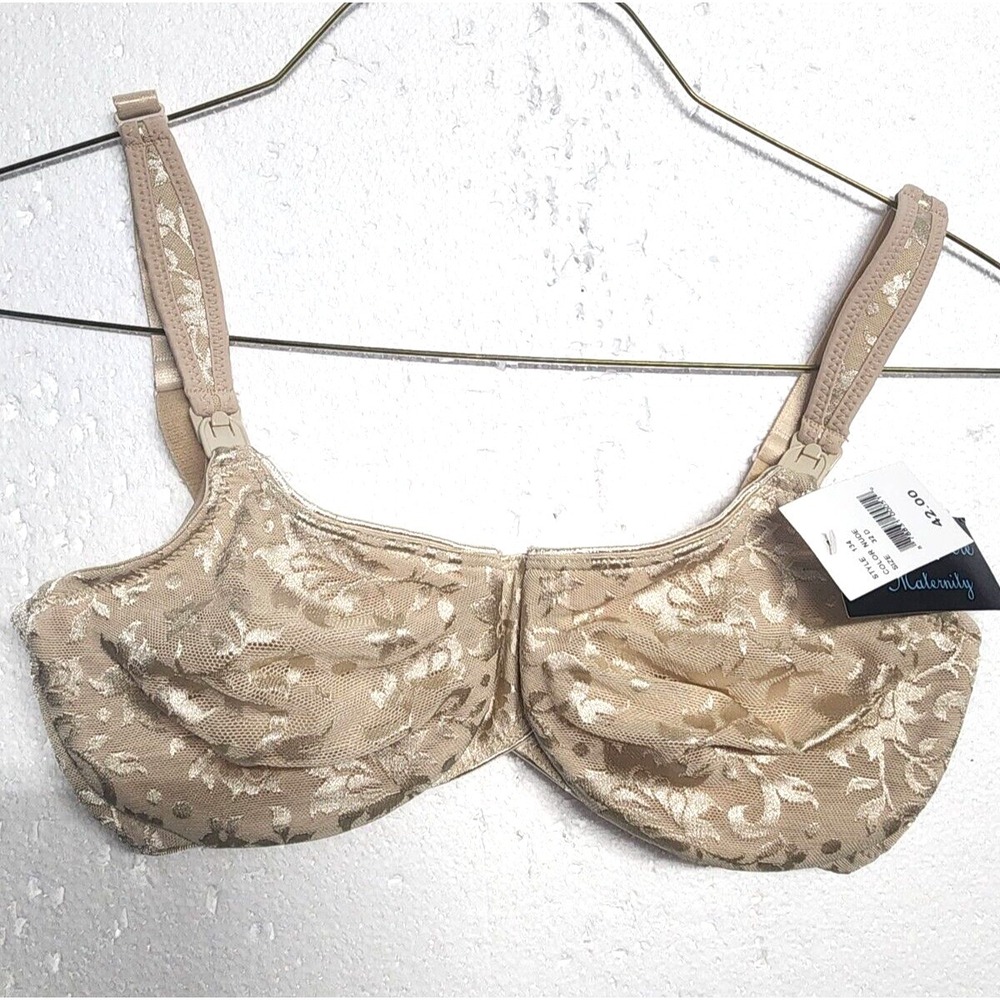 Belle Mere Maternity Bra Women Size 32D Beige Removable Clip Nursing Mom NWT